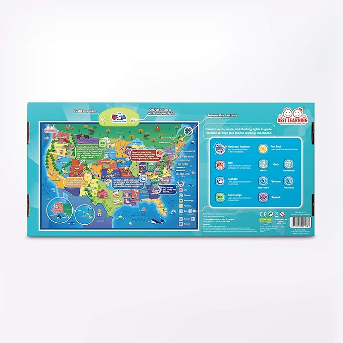 BEST LEARNING i-Poster My USA Interactive Map - Educational Talking Toy for Kids of Ages 5 to 12 Years Old-CubbioJoy