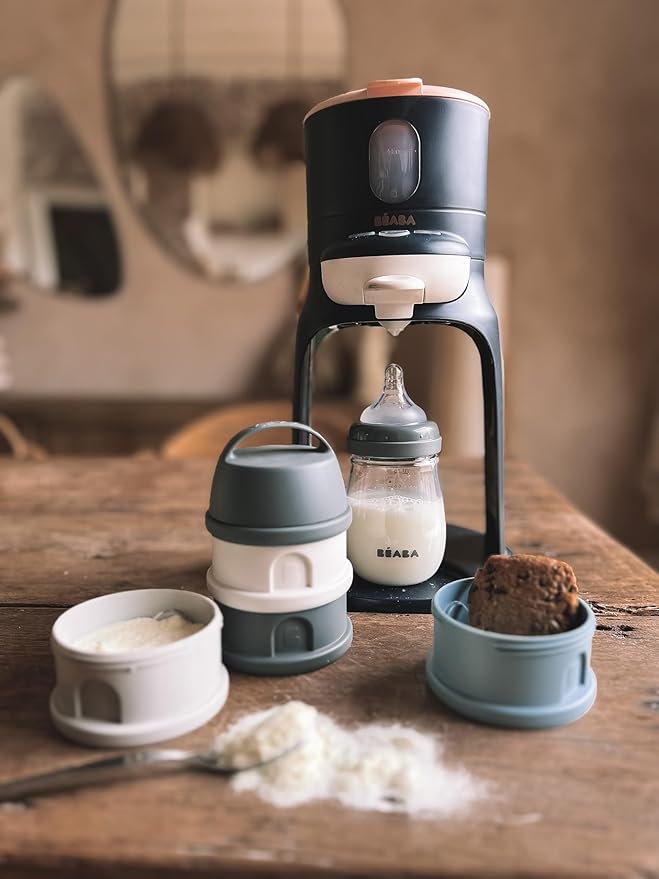 BEABA Formula and Snack Container, Baby Formula Dispenser, Toddler Baby Snack Storage Container, Holds up to 11 Doses of Milk Powder Per Compartment, Made in France, Rain-CubbioJoy