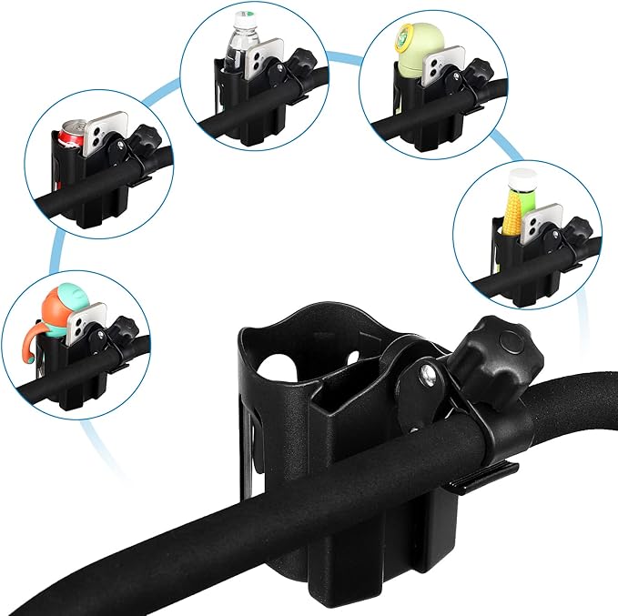 Accmor Stroller Cup Holder with Phone Holder, Universal Cup Holder, Bike Cup Holder, 360° Rotatable Large Caliber Drinks Holder for Stroller, Bike, Wheelchair, Walker-CubbioJoy