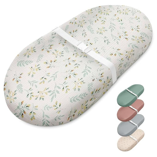 Blissful Diary Muslin Baby Changing Pad with Waterproof Lining Foam, Baby Changing Table Pad with Cover for Dressers (Botanical Leaf, Avocado)-CubbioJoy