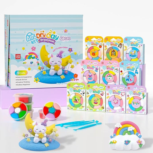 Air Dry Clay Kit - Modeling Clay for Kids 10 Boxes mit Sculpting Tools und Tutorials, Ultra Light & Soft, Safe & Non-Toxic, DIY Model Magic Clay,Creative Crafts Toys Gifts for Girls Boys 3+ Years Old-CubbioJoy
