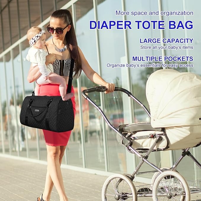 Diaper Bag Tote: Mommy Bag, Baby Bag for Boy and Girl, Mom Hospital Bag, Twins or 2 Kids Diapers Bag-CubbioJoy