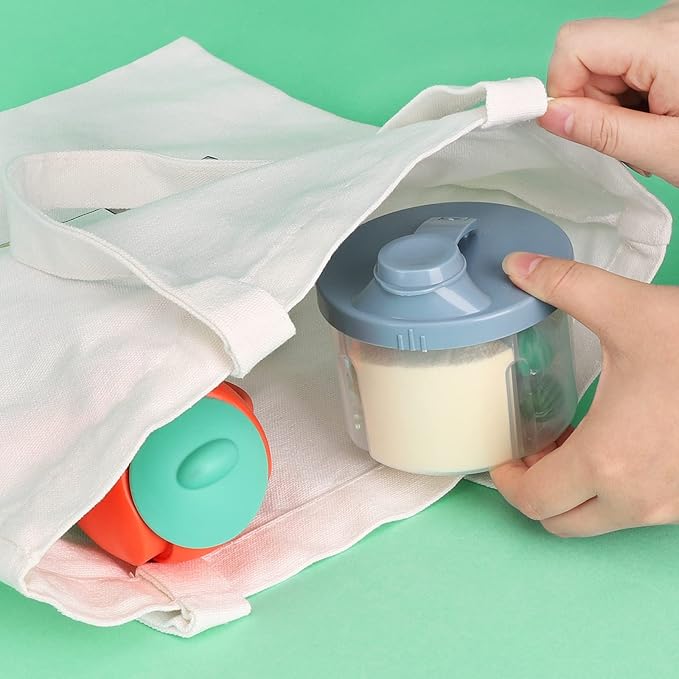 Accmor Baby Formula Dispenser On The Go, Non-Spill Rotating Four-Compartment Formula Container to Go, Milk Powder Kids Snack Container for Infant Toddler Travel Outdoor, Blue, 2 Pack-CubbioJoy