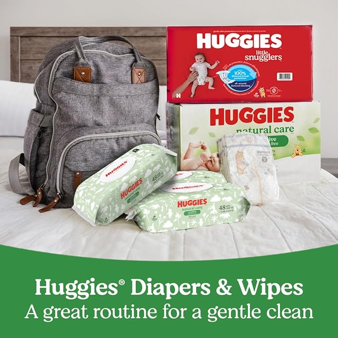 Huggies Natural Care Sensitive Baby Wipes, Unscented, Hypoallergenic, 99% Purified Water, 1 Flip-Top Pack (56 Wipes Total)-CubbioJoy