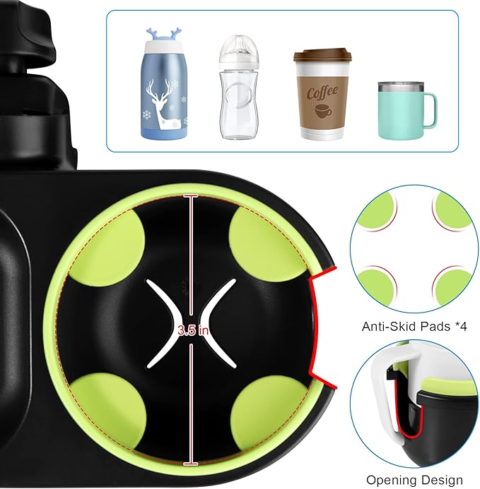 Accmor Stroller Cup Holder with Tray, Universal Cup Holder, Bike Bottle Holder, 361° Rotatable Large Caliber Drinks Holder for Stroller, Bike, Wheelchair, Walker-CubbioJoy