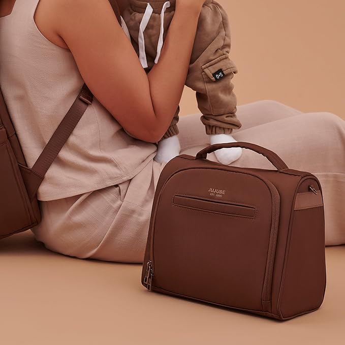 JuJuBe Insulated Bottle Bag, Breastmilk Storage Bag for Baby Bottles, Travel Insulated Lunch or Cooler with Handle, Waterproof Lining for Nursing, Milk, Food, Baby Formula, Snacks, Daycare, Espresso-CubbioJoy