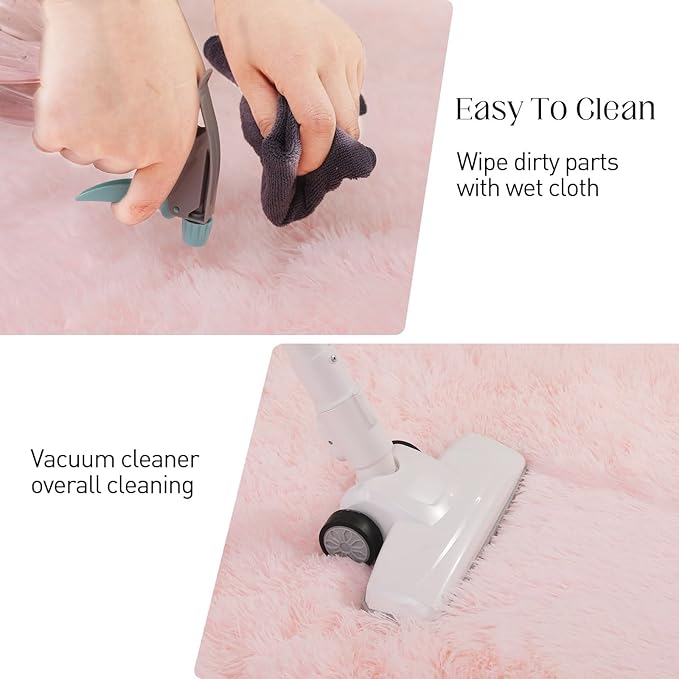 9x12 Pink Fluffy Rug, Ultra Soft Area Rugs for Living Room, Plush Rugs for Bedroom, Non-Slip Indoor Carpet for Nursery, Study Room, Kids Room, Room Decor-CubbioJoy