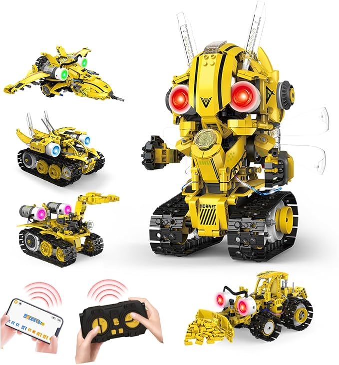 5 in 1 STEM RC Robot Building Kit, 673PCS Remote & App Controlled Jets Building Blocks Set, Robotic Technic Creative Toys, DIY Build Science Learning Gift for Boys Girls Age 6 7 8 9 10 11 12+-CubbioJoy