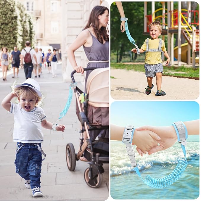 Accmor Toddler Harness Leash, Collapsible Kids Leash + Anti Lost Wrist Link for Outdoor Travel, Cute Excavator Child Walking Harness Tether Wristband Assistant Strap Belt Protector for Baby Boys-CubbioJoy