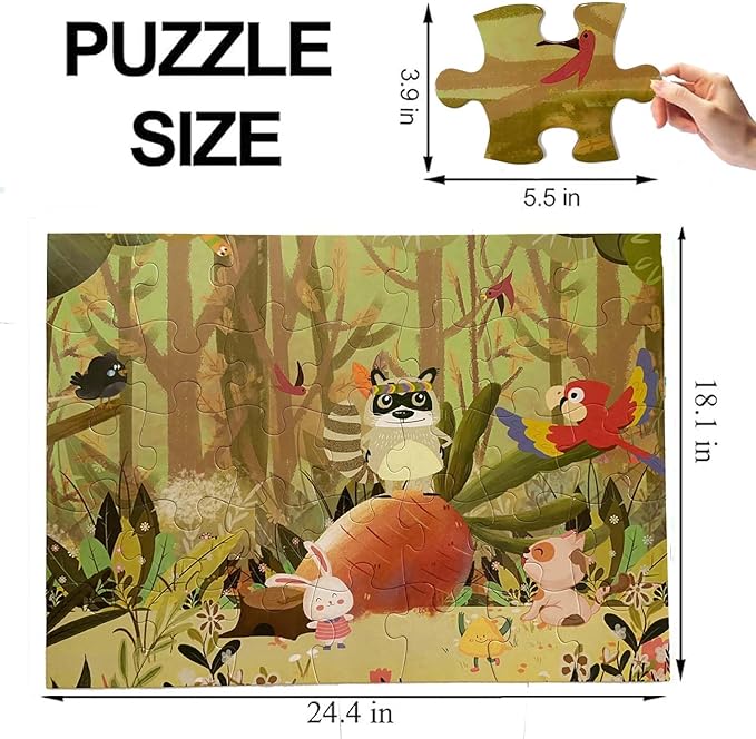 Jumbo Floor Puzzle for Kids, Large Jigsaw Puzzles 35 Piece for Kids Ages 3-5,Preschool Learning & Education Toys, Gifts for 4-8 Year Old Boys and Girls (Forest Animals 2)-CubbioJoy