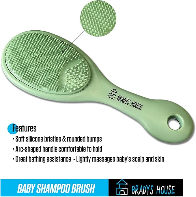 3 Piece Baby Hair Brush & Comb Set for Newborns- Soft Goat Bristle Hair-Brush, Silicone Bath Brush and Plastic Comb for Infant, Toddler, Kids - Baby-CubbioJoy
