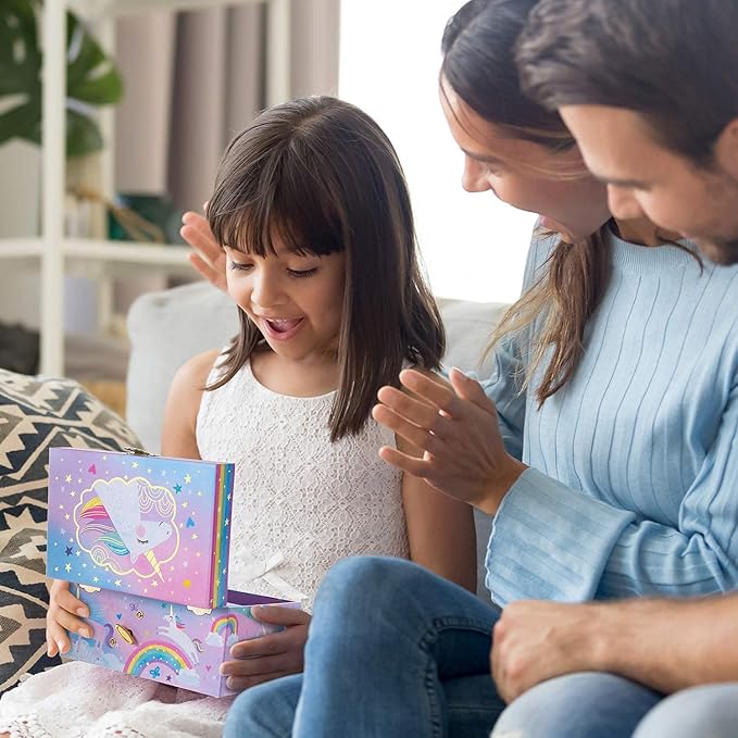 Jewelkeeper Unicorn Musical Jewelry Box for Little Girls - Kids Jewelry Box with Pullout Drawer - Music Jewellery Box with Necklace and Bracelet - Gift Set for Kids - Children's Jewellery Storage Case-CubbioJoy