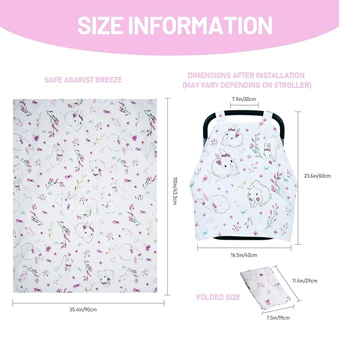 80S Muslin Car Seat Cover for Babies - Soft & Breathable Infant Carrier Canopy, Lightweight Sunshade for Summer, Universal Fit for Baby Boys & Girls-CubbioJoy