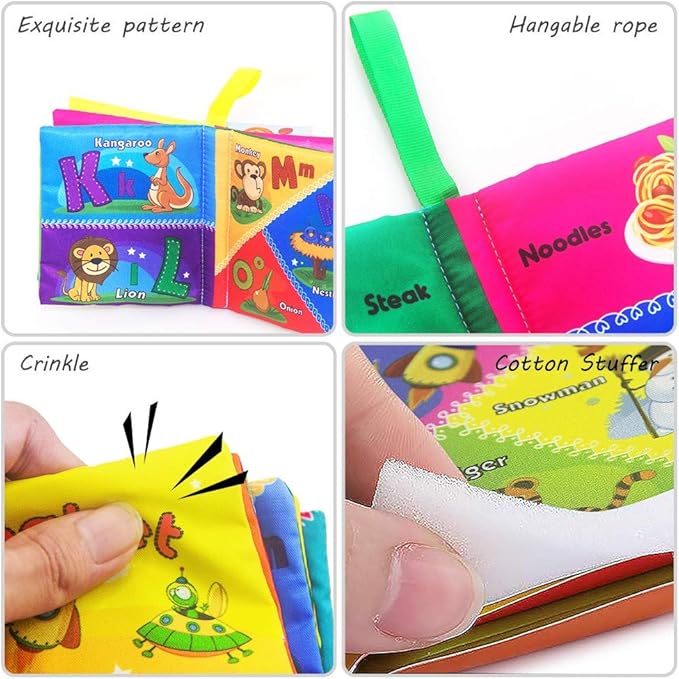 8PCS Baby Bath Books Set with Crinkle Sound, Soft Sensory Early Learning Toys for Newborns & Infants, Washable Teething Educational Activity Toy ﻿-CubbioJoy