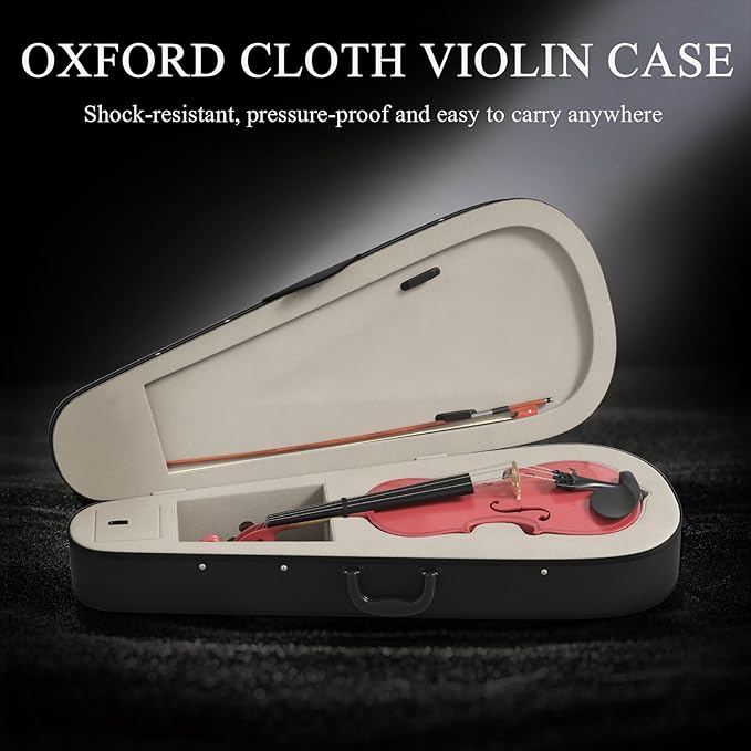 3/4 Beginner Violin Kit, Complete Violin Set with Case, Bow, Rosin, Pink-CubbioJoy