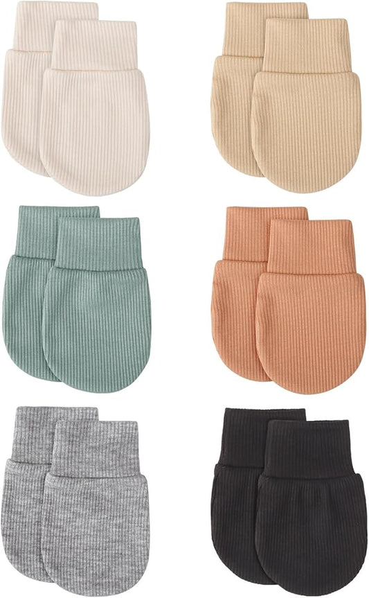 BQUBO 6 Pairs Newborn Baby Boys Girls Mittens 0-6 Months Unisex-Baby Infant Mittens Elastic No Scratch Wrist Gloves-CubbioJoy