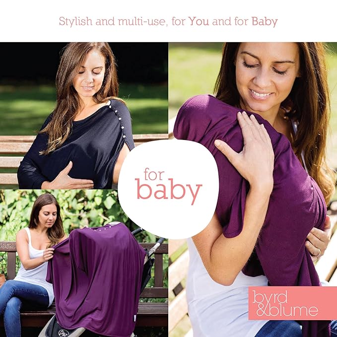 Byrd & Blume Maternity Nursing Cover Breathable Lightweight Breastfeeding Cover Wrap Shawl Scarf Poncho Full 360 (Gray, One size)-CubbioJoy
