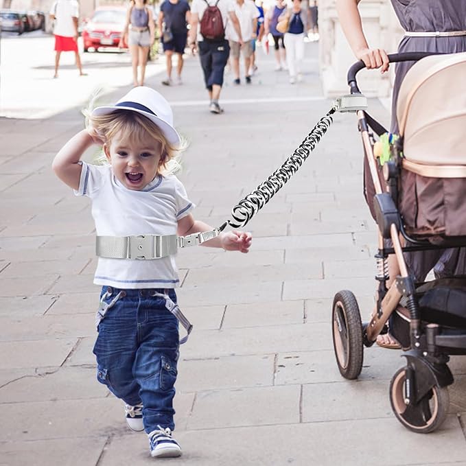 Accmor Toddler Waist Leash Belt, Reflective Baby Anti Lost Wrist Link, Kids Walking Harnesses Children Wristband Tether Leashes with Lock for Boys Girls Ages 1-4 to Outdoor Travel (Black)-CubbioJoy