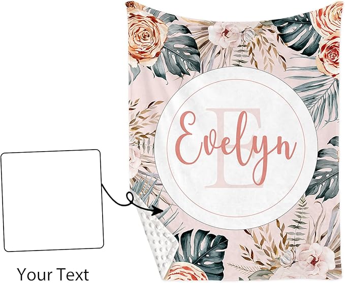 Custom Name Crib Bedding Set - Bohemian Flowers Design, Personalized Baby Nursery Bedding 3-Piece Set– Soft Blanket, Fitted Sheet, Changing Pad Cover – for Newborns Girls Nursery Gifts-CubbioJoy