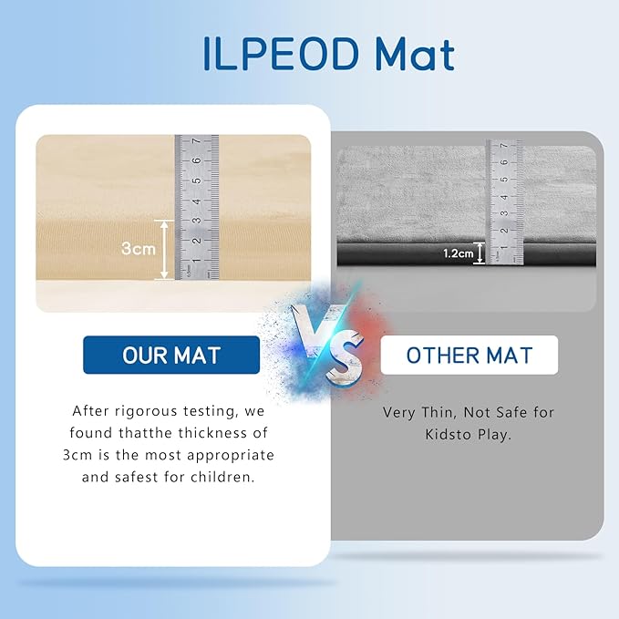 Baby Play Mat for Floor Tummy Time Mat Nursery Rug Muscle Area Playroom Rug Tatami 79"x118" Memory Foam 1.3" Thick Crawling For Babies,Toddlers, Infants, Kids,Floor(Beige)-CubbioJoy