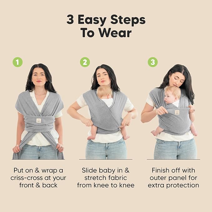 KeaBabies Baby Wrap Carrier - All in 1 Original Baby Carrier Newborn to Toddler Sling, Easy to Wear, Hands Free Bonding, Lightweight, Breathable Infant Wraps (Classic Gray)-CubbioJoy