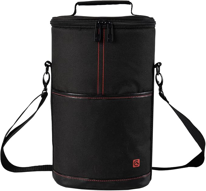 ALLCAMP 2 Bottle Wine Tote Carrier - Insulated Portable Padded Canvas Wine Bag for Travel, BYOB Restaurant, Wine Tasting, Party, Great Christmas Day Gift for Wine Lover，Black-CubbioJoy