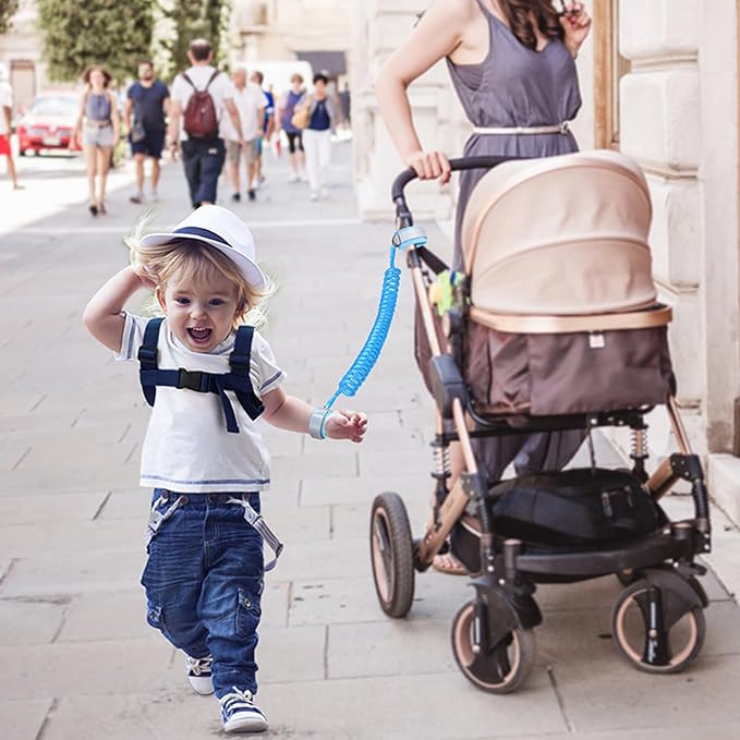 Accmor Toddler Harness with Leash, Cute Dinosaur Kids Leashes + Anti Lost Wrist Link, Children Walking Harnesses Tether Restraint Belt, Keep Child Close Hand Strap for Baby Boys Girls Outdoor Travel-CubbioJoy