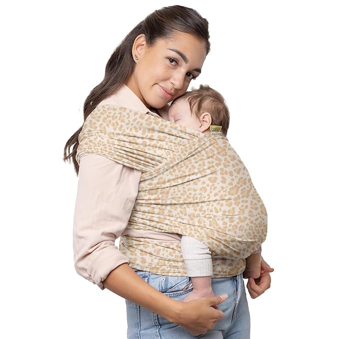 Boba Baby Wrap Carrier – Original Baby Sling Carrier for Newborns (7–35 lbs), Soft, Secure, Hands-Free & Ergonomic, Ideal for Comfortable Bonding, New Parents (Sand Leopard)-CubbioJoy