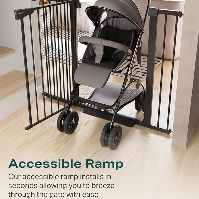 Cumbor 36" Extra Tall Baby Gate for Dogs and Kids with Wide 2-Way Door, 29.7"- 46" Width, and Auto Close Personal Safety for Babies and Pets, Fits Doorways, Stairs, and Entryways, Black-CubbioJoy