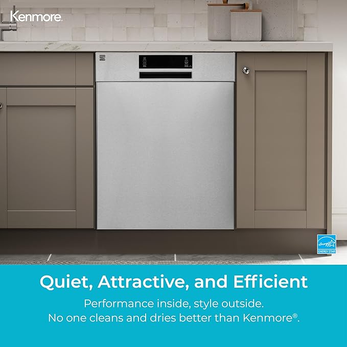 Kenmore 24" Built-in Stainless Steel Tub Dishwasher EasyFlex 3rd, SmartWash, UltraWash Plus, TurboDry, and Adjustable Rack, Energy Star Certified, Fingerprint Resistant-CubbioJoy