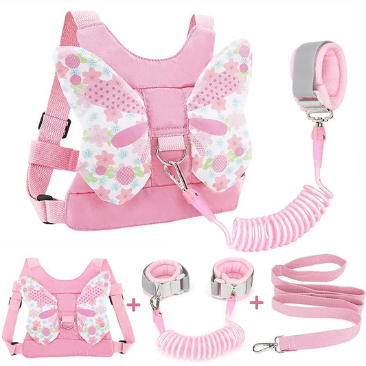 Accmor 3 in 1 Toddler Harness Leashes + Anti Lost Wrist Link, Kids Harness Children Leash for Girls, Child Anti Lost Leash Baby Cute Harness Belt Strap Hold Kids Close While Walking-CubbioJoy