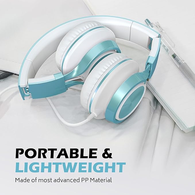 AILIHEN C8 Headphones Wired, On-Ear Headphones with Microphone and Volume Control, Corded 3.5mm Headset for Boys Girl School Smartphones Chromebook Laptop Computer Tablets Airplane Travel (Lime Green)-CubbioJoy