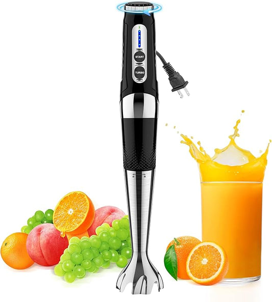 Immersion Blender Handheld, 3-Angle Adjustable with 21-Speed Electric Hand Emulsion Stick Blender with Stainless Steel Blade for Milkshakes, Puree, Soup, Baby Food, Smoothies-CubbioJoy