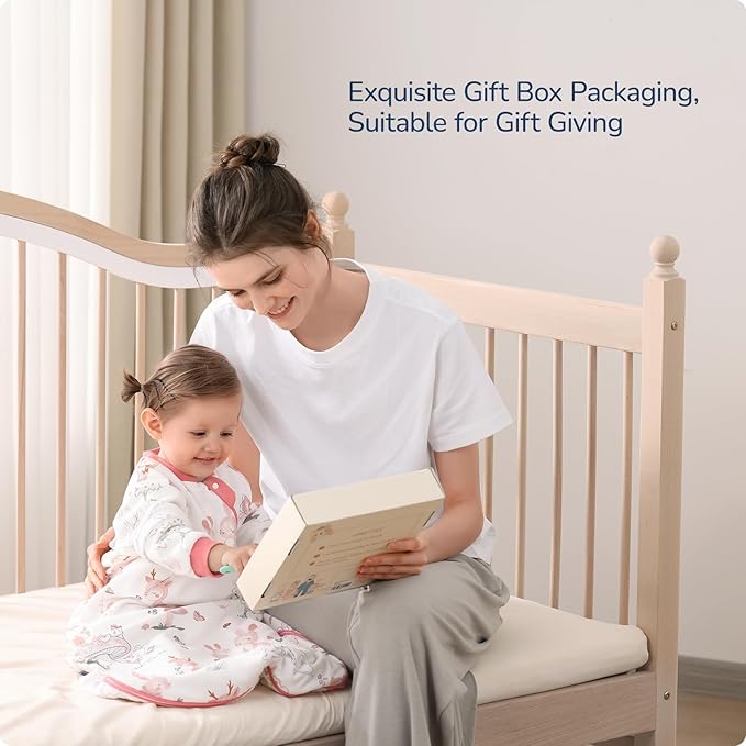 Baby Sleep Sack 18-24 Months, Cotton Detachable Long Sleeve Sleep Sack, 2.5 Tog Toddler Sleeping Sack with Temperature Strips, 2-Way Zipper Wearable Blankets for Newborns, Bunny-CubbioJoy