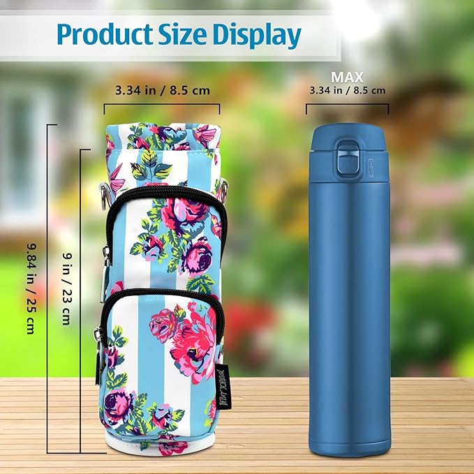 Betsey Johnson Insulated Water Bottle Pouch Holder Carrier Crossbag with Adjustable Shoulder Strap - Lightweight Polyester Accessories with Pockets Good for Hiking Sports-CubbioJoy