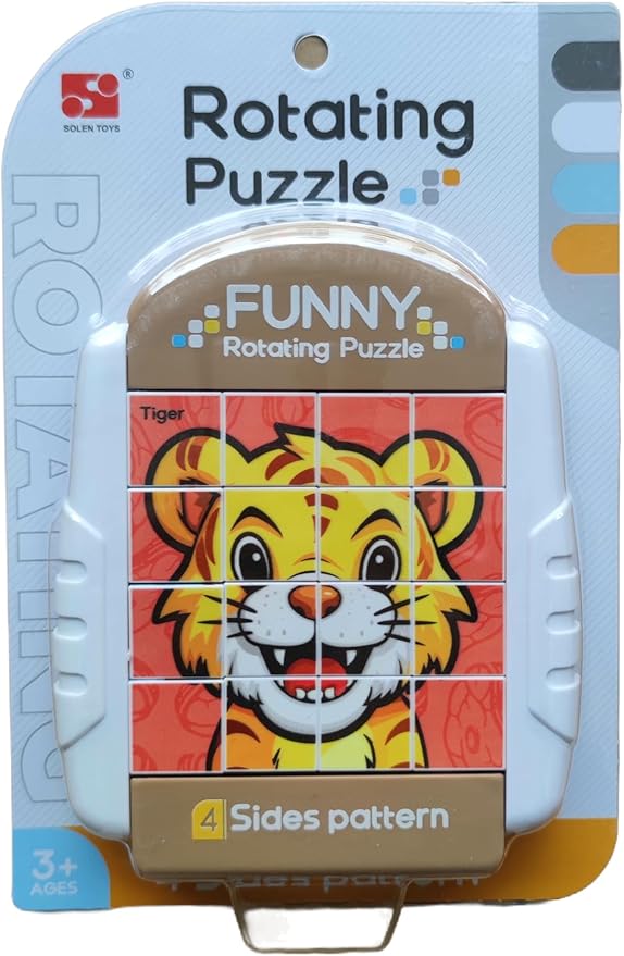 16-Piece Rotating Puzzles for Kids 4-6, Toddlers Puzzles 2-4, Road Trip, Airplane Activities Game, Travel Toys - Brain Teaser, Fine Motor Skills - Birthday Gifts Boys & Girls - Animals-CubbioJoy