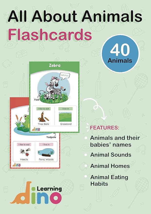 Animals and Their Babies Flashcards | Animal Sound | Animal Habitat Flashcards for Toddlers and Kids - 40 Animals - Non Tearable and Water Resistant | Reusable-CubbioJoy
