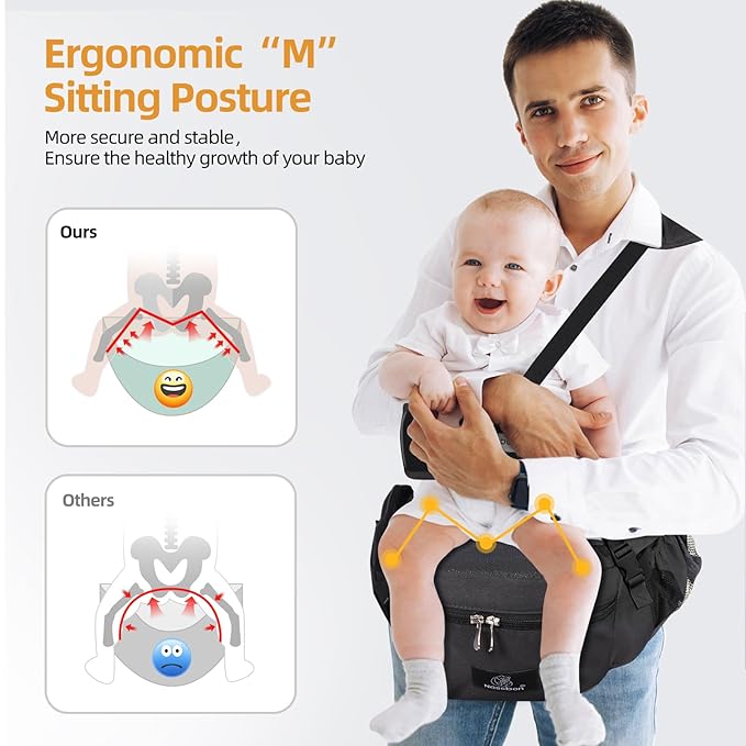 Baby Hip Seat Carrier, Ergonomic Waist Stool for Child Infant with Adjustable Strap Pocket Soft Base, Baby Hip Carrier for Newborns & Toddlers-CubbioJoy