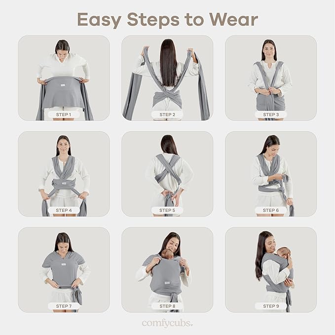 Comfy Cubs Baby Wrap Carrier - Soft & Secure Fit Cotton Blend Baby Carrier Newborn to Toddler - Hands-Free & Lightweight Infant Wrap - Adjustable, One Size Fits All Toddler Sling - Blush-CubbioJoy