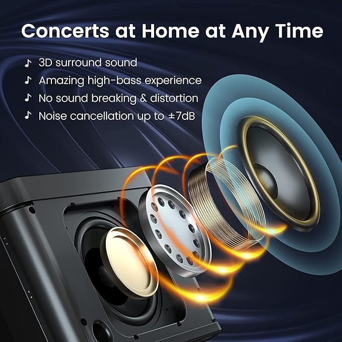 Karaoke Machine for Adults and Kids, Portable Bluetooth Karaoke Speaker with 2 Wireless Microphones for TV, Singing Karaoke for Home Party, Great Gifts for Boys and Girls-CubbioJoy