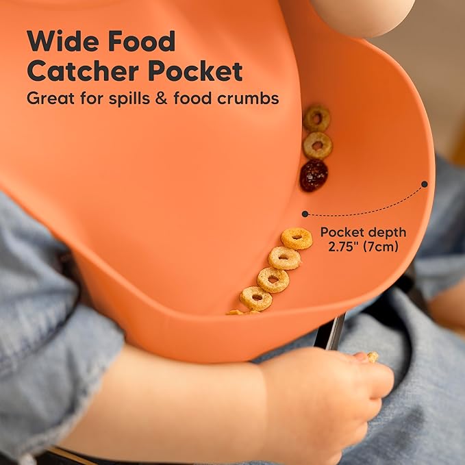 KeaBabies 2-Pack Silicone Baby Bibs for Eating - Sturdy Food-Grade Silicone Bibs for Babies Girl, Boy, Large Food Catcher, Clean & Put On Easily, Waterproof Toddler Feeding Essentials (Amaze)-CubbioJoy