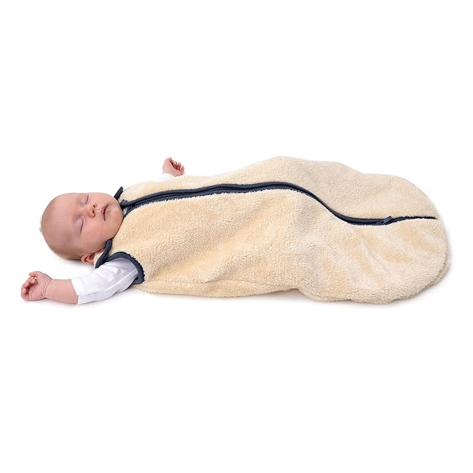 baby deedee Sleep Nest Teddy Baby Sleeping Bag, Oatmeal Navy, Medium (6-18 Month)-CubbioJoy