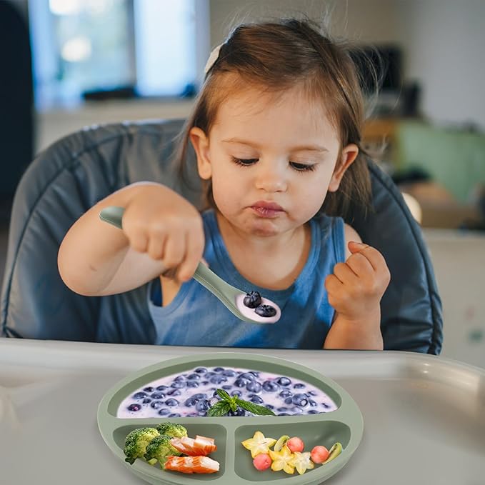 Baby Spoons, 6 Pack First Stage Silicone Feeding Spoons, Soft Tip Feeding Baby Utensils, Baby Led Weaning Supplies Training Spoons, Dishwasher and Boil Safe-CubbioJoy