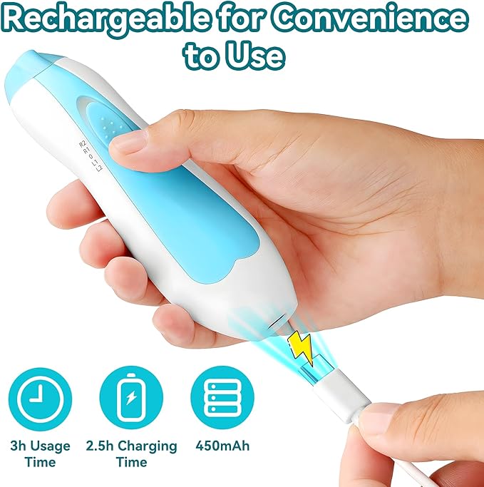 Baby Nail Trimmer Electric, 6 in 1 Rechargeable Baby Nail Clippers Manicure Set Grooming Kit for Toddler Infant or Adults (Blue)-CubbioJoy