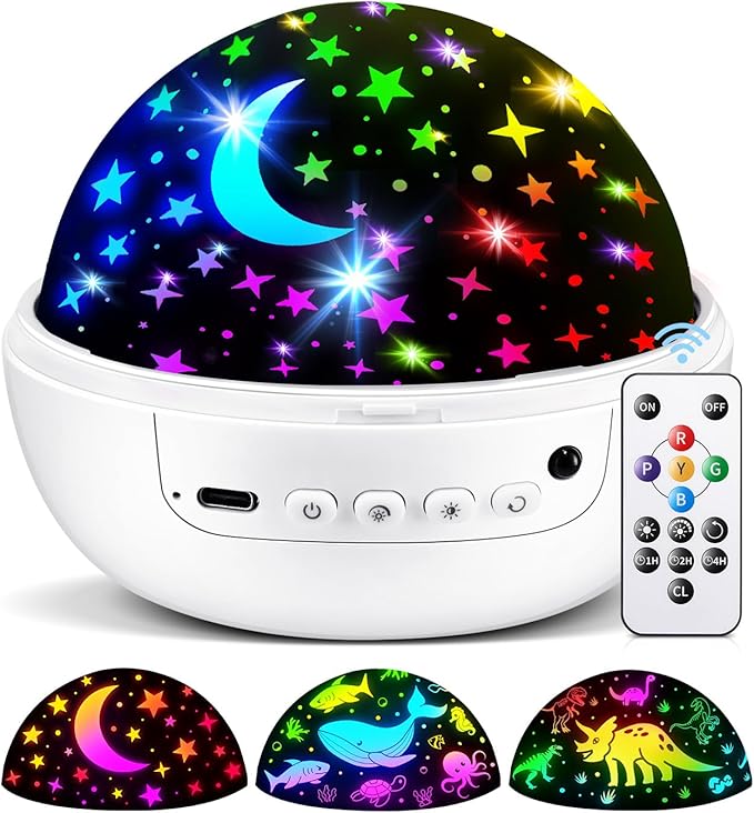 COOLNIGHT Star Projector for Kids, 93 Lighting+3 Films Star Lights for Room, Remote+Dimmable+360° Slient Light Projector for Bedroom, Fun Gifts for 1-4-6-14 Year Old Girl, Cool Toy for Boy (White)-CubbioJoy