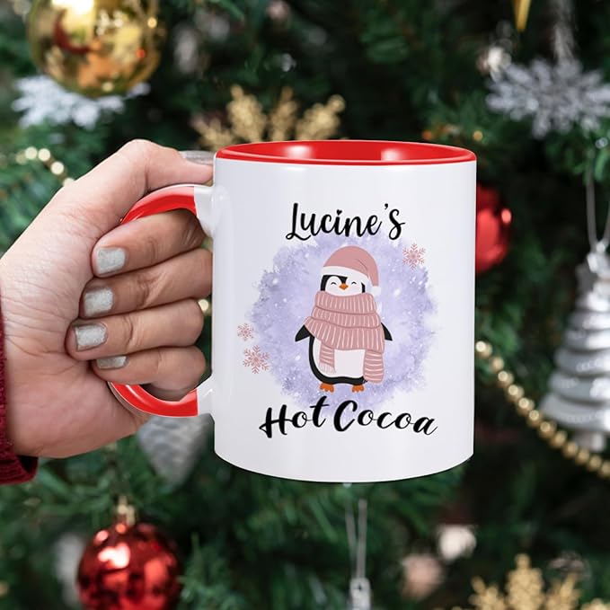 Custom Hot Cocoa Mugs Personalized Christmas Coffee Mugs with Name Customized Hot Chocolate Mug for Kids 11 oz Winter Holiday Cups Xmas Snowman Reindeer Mug Christmas Gifts for Family Boys Girls-CubbioJoy