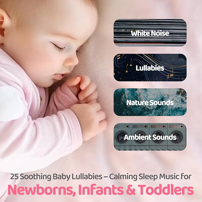 2025 Mom's Choice Awards | Portable White Noise Sound Machine Baby | 25 Soothing Sounds | Rechargeable Travel Sound Machine Baby with Night Light | Newborn Essentials | Nursery, Home, Sleep Aid-CubbioJoy