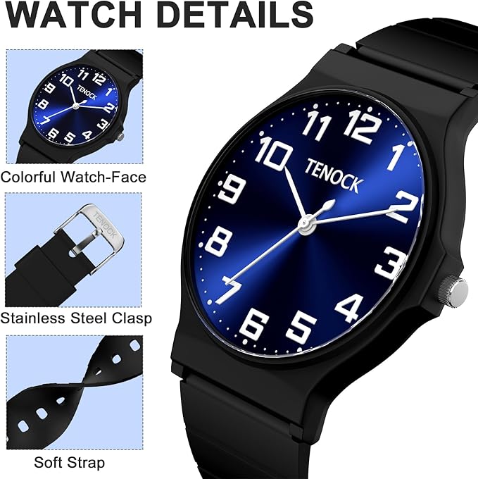 Kids Analog Watch Boys Girls, 30M Waterproof, Sports Watch for Boys, Easy to Read Children's Thin Dial Wrist Watches with Soft Band, for Ages 5-15 Kids Great Birthday Gifts Christmas Day-CubbioJoy
