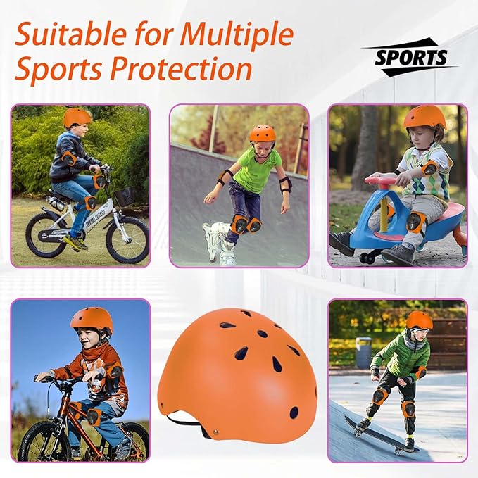 Kids Bike Helmet Set Adjustable Helmet for Ages 3-15 Kids Toddler Boys Girls Youth, Multi-Sport Bicycle Skateboarding Football Rollerskating Scooter Rollerblade Balance Bike Helmets-CubbioJoy