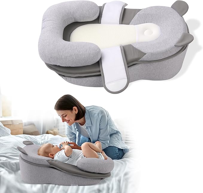 Baby Feeding Pillow, Anti Overflow Feeding Pillow for Reducing Spit-Up, Safety Nursing Pillow, Baby Lounger Reflux Wedge Breastfeeding, Removable top and Bottom-CubbioJoy